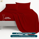Cal King Sheet Set - 4 Piece Ultra Soft Brushed Microfiber Bed Sheets - 15" Deep Pockets, Wrinkle-Free & Breathable for a Secure Fit Sheets & Pillowcases (California King, Burgundy) Shreem Linen
