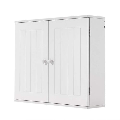 Panana Wall Mounted Cabinet, 2 Doors, Adjustable Shelf, White, 60cm x 15cm x 50cm, Modern Style, Bathroom & Kitchen Panana