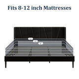 Sismplly King Bed Frame with Headboard, Velvet Upholstered King Size Platform Bed with Wingback, Mattress Foundation with Wooden Slat Support, No Box Spring Needed, Easy Assembly, Noise Free, Black Sismplly