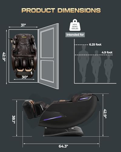 4D Massage Chairs Full Body,Zero Gravity SL-Track Shiatsu Massage Chair Recliner,Core Heating,20 Massage Techniques,Deep Yoga Stretch,Foot Rollers, Ai Voice,Touch Screen,Wireless Charging armali