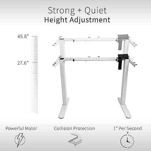 VIVO Electric Standing Desk Frame, Rear-Set Legs, Single Motor Memory Controller Height Adjustment, Frame Only, White, DESK-100E-RW VIVO