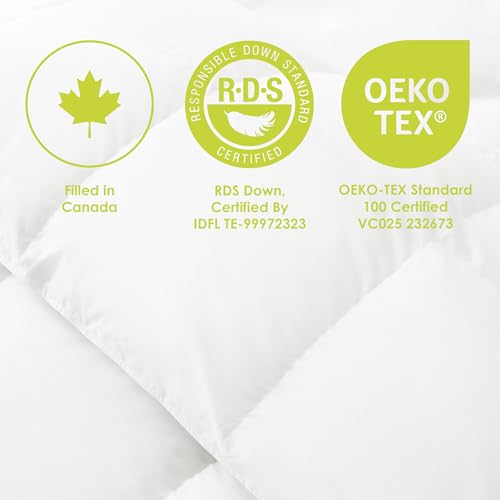 Canadian Down & Feather Co. - Regular Weight Hutterite White Down Duvet King Size - 400 TC Shell 100% Cotton - Made in Canada Canadian Down & Feather Company