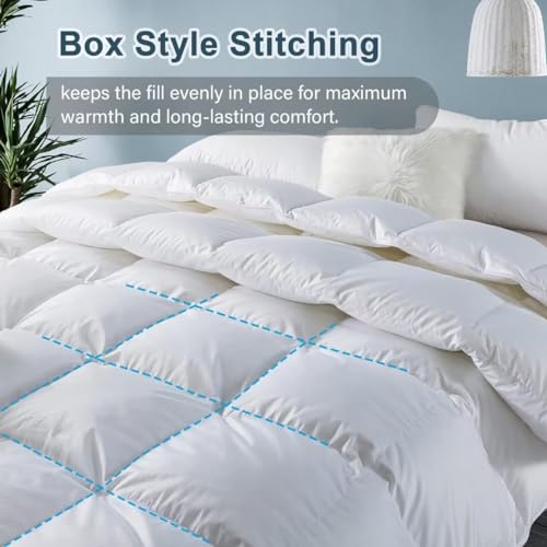 WhatsBedding Twin Comforter,Filled with Feather and Down, White Duvet Insert - Luxurious Hotel Collection Bed Blanket Comforter - 100% Cotton Shell -Twin Size 64x88 Inch WhatsBedding