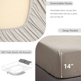 Simple&Opulence 100% Linen Fitted Sheet Twin(1 Piece), 14 Inch Deep Pocket Mattress Cover Natural French Flax Stone Washed Farmhouse Soft Breathable Bottom Sheets-Linen Simple&Opulence