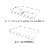 LANE LINEN Futon Covers Full Size, 100% Cotton Slipcovers, Full Size Mattress Cover for Futon Sofa Bed, Foldable Armless Sofa Cover, Zippered Couch Cover - Silver LANE LINEN