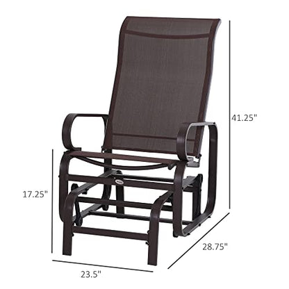 Outsunny Outdoor Glider Chair, Gliders for Outside Patio with Smooth Rocking Mechanism and Lightweight Construction for Backyard, Brown - WoodArtSupply