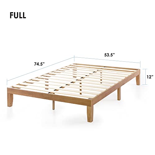 Mellow Naturalista Classic 12 Inch Solid Wood Platform Bed – Full Size, Easy Assembly, No Box Spring Needed - WoodArtSupply