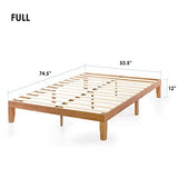 Mellow Naturalista Classic 12 Inch Solid Wood Platform Bed – Full Size, Easy Assembly, No Box Spring Needed Mellow