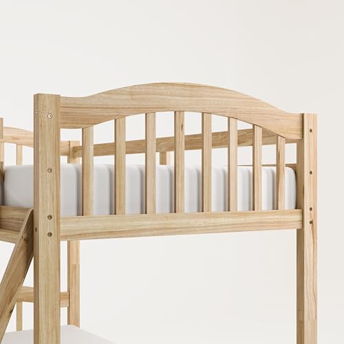 Storkcraft Long Horn Twin-Over-Twin Bunk Bed (Natural) - GREENGUARD Gold Certified, Converts to 2 Individual Twin beds Storkcraft