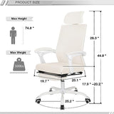 Qulomvs Mesh Ergonomic Office Chair with Footrest Home Office Desk Chair with Headrest and Backrest 90-135 Adjustable Computer Executive Desk Chair with Wheels 360 Swivel Task Chair Qulomvs