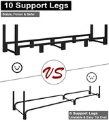 Koutemie 8Ft Outdoor Firewood Rack Holder for Fireplace Wood Storage, Adjustable Fire Log Stacker Stand, Black Koutemie