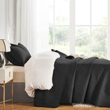 WURUIBO Full/Queen Quilt Set Black, Microfiber Lightweight Bedspreads, Ultrasonic Embossed Solid Coverlet, Thin Bedding Set for All Season, Soft Breathable Bed Cover(1 Quilt, 2 Pillow Shams) WURUIBO