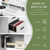 Catrimown Computer Desk with Storage Drawers and Hutch, 44 Inch Home Office Desks with 4 Drawers & Monitor Stand for Small Space, Small White Desk Writing Table Study Desks for Bedroom, White Catrimown