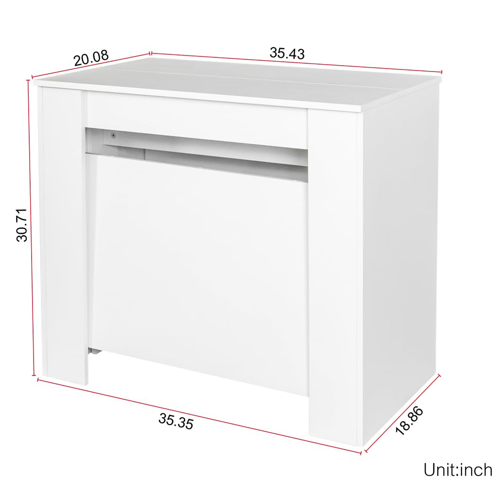 CWKISS Extendable Console Table with Extension Leaves Holder, Mid Century Modern Expandable Dining Table 20" to 118" Transformer Table for Living Room, Farmhouse & Space-Saving Furniture (White) CWKISS