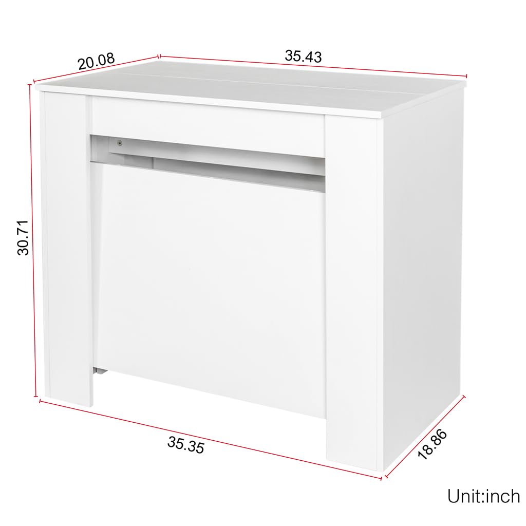 CWKISS Extendable Console Table with Extension Leaves Holder, Mid Century Modern Expandable Dining Table 20" to 118" Transformer Table for Living Room, Farmhouse & Space-Saving Furniture (Whi - WoodArtSupply