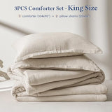 David's Home Cotton Muslin Comforter Set King Size, Soft Lightweight Breathable Cozy Skin-Friendly, 3PCS Linen Like Gauze Bedding with Pillow Shams, Aesthetics Home Decor & Giftable, Natural David's Home