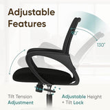 ETONEX Office Chair with Ergonomic Mid Back Cushion Lumbar Support Adjustable Swivel Rolling Computer Gaming Desk Chair Comfy Mesh Seat Wheels Home Executive Use (1, All Black) ETONEX