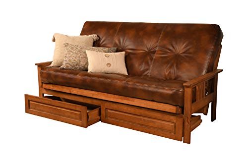 Kodiak Furniture Monterey Futon Set with Storage Drawers, with Barbados Base and Oregon Trail Saddle Mattress Kodiak Furniture