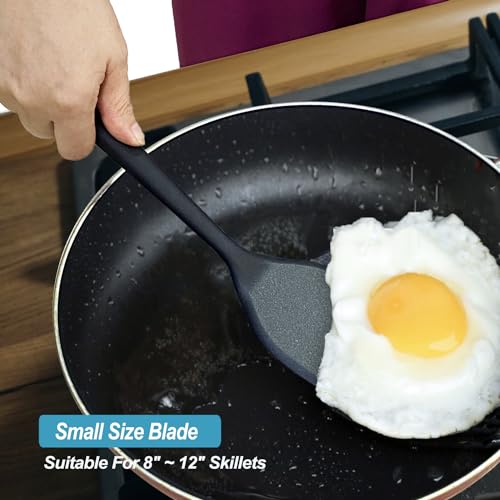 Silicone Spatula Turner Set, High Heat Resistant Spatulas with Seamless One Piece Design, Nonstick Rubber Flippers Utensils for Baking & Cooking,BPA-Free, Black,11 IN XiaoZu