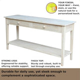 IC International Concepts Spencer Server Extended Length Console Table, Versatile Design for Dining Room, Hallway, or Entryway - Unfinished IC INTERNATIONAL CONCEPTS