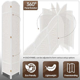 DURASPACE 8 Panel Room Divider, 6ft Tall Folding Privacy Screen, 19.5" Wide Panels, 360°Rotation, Hand-Woven Freestanding Wood Partition for Room Separation DURASPACE