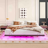Mdhitsox Floating Bed Frame King, LED Bed Frame with Lights, Metal Platform Beds with Storage Bag, Heavy Duty Camas, No Box Spring Needed, Easy Assemble, Noise-Free, Black (King-2) Mdhitsox