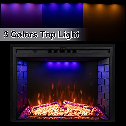 Dreamflame 36 inch Electric Fireplace, Wall Fireplace Electric with Remote Control, Realistic Log and Crackling Sound, Overheating Protection and Timer, 750/1500W Black Dreamflame