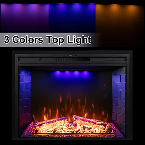 Dreamflame 36 inch Electric Fireplace, Wall Fireplace Electric with Remote Control, Realistic Log and Crackling Sound, Overheating Protection and Timer, 750/1500W Black