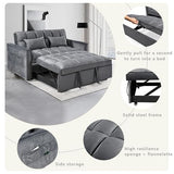 3 in 1 Convertible Sleeper Sofa Bed,Modern Velvet Loveseat Futon Couch Pullout Couches Bed,Small Love Seat Lounge Sofa w/Reclining Backrest, Toss Pillows, Furniture for Living Room (Dark Gray) YHUBHSIS