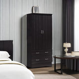 Hodedah W Chocolate HI29 2 Doors Wardrobe with 2 Drawers Hodedah