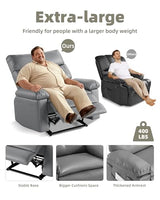 GarveeHome Oversized Recliner Chair - Faux PU Leather Manual Recliner for Adults, Lazy Chair with 1.5X Sponge Comfort Arm and Back for Living Room, Bedroom