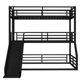 Bellemave Triple bunk beds with Slide Twin Over Twin Over Full Triple Bed Frame 3 Bunk Beds for Kids Teens Boys Girls with Ladder/Full-Length Guardrails, Black Bellemave