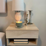 Nathan James Jackson Wall Mounted Floating Bedroom Nightstand with Storage Drawer and Modern Open Shelf Cubby, Light Oak Wood Nathan James