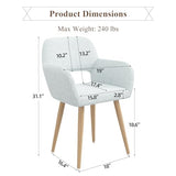 GOOLON Home Office Desk Chair Set of 1, Corduroy Fabric Vanity Chair for Makeup with Hollow Backrest, Comfy Armchair Wood Frame with Strudy Metal Legs, Light Blue GOOLON