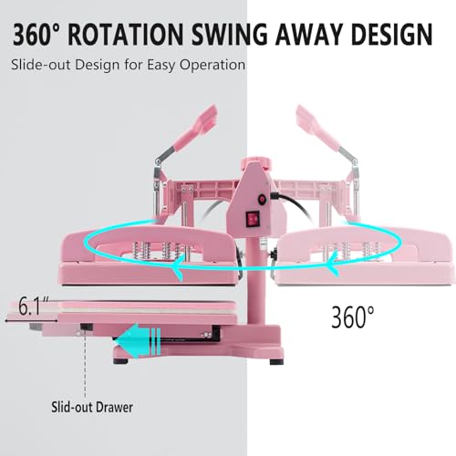 Leomru 8 in 1 Heat Press Machine 12x15 Inch, Heat Press Machine for T Shirts Hat Cap Mug Plate 360° Swing Away, Sublimation Heat Press Heat Transfer Machine W/ 30OZ Tumbler Press Pink Leomru