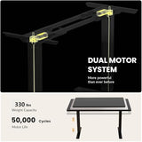 NICECOZY Dual Motor Electric Standing Desk Frame, Height Adjustable Table Legs for Max 44″ x 70.8″ Desktop with 330lbs Capacity, Ergonomic Sit Stand Up Desk Base for Home Office, Black Frame Only NICECOZY