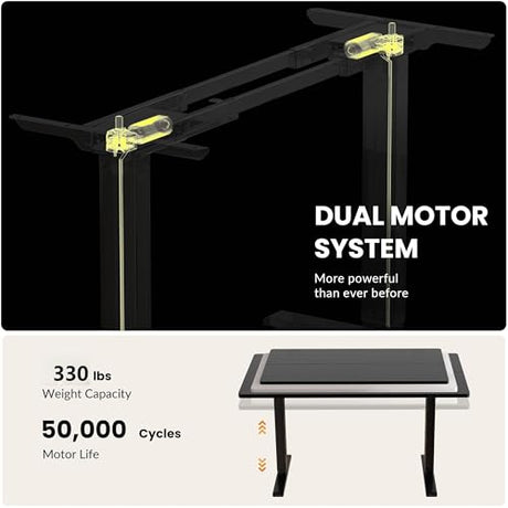 NICECOZY Dual Motor Electric Standing Desk Frame, Height Adjustable Table Legs for Max 44″ x 70.8″ Desktop with 330lbs Capacity, Ergonomic Sit Stand Up Desk Base for Home Office, Black Frame Only NICECOZY