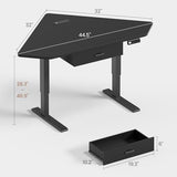 SEDETA Corner Standing Desk, 32'' Small Height Adjustable Electric Computer Desk with Drawer for Gaming, Small Space, Stand up Home Office Writing Desk, Small Gaming Table, Black SEDETA