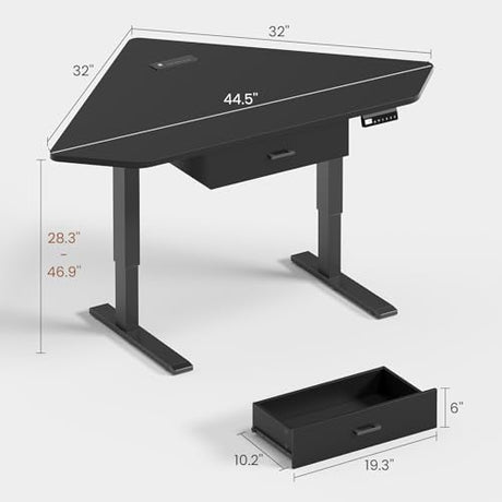SEDETA Corner Standing Desk, 32'' Small Height Adjustable Electric Computer Desk with Drawer for Gaming, Small Space, Stand up Home Office Writing Desk, Small Gaming Table, Black SEDETA