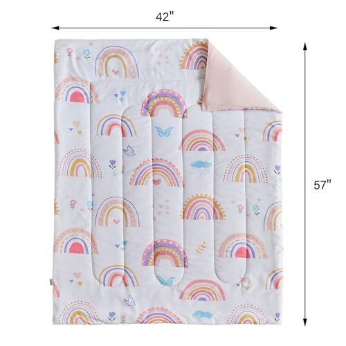 Joyreap 4 Piece Toddler Bedding Set- Pink Rainbow Lovely Design, Microfiber Toddler Bedding Comforter Set for Kids Girls Joyreap
