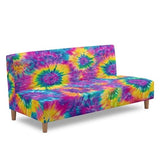 NETILGEN Rainbow Tie Dye Print Stretch Armless Futon Cover Sofa Couch Slipcovers Folding Armless Sofa Bed Slipcovers Furniture Protector Machine Washable NETILGEN
