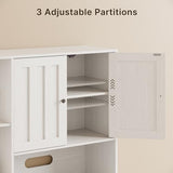 Gizoon 60.4" Farmhouse Kitchen Pantry Storage Cabinet with Doors and Adjustable Shelves, Large Kitchen Hutch with Drawers, Freestanding Cupboard for Dining Room, Living Room, White Gizoon