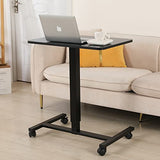 BUNOEM Mobile Standing Desk, 28x20 Pneumatic Laptop Height Adjustable Sit to Stand Table with Lockable Wheels and Gas Spring Riser (Black) BUNOEM