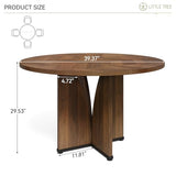 LITTLE TREE 39-Inch Small Conference Table for 4, Round Meeting Table with X-Shape Pedestal, for Office, Conference Room, Small Spaces, Dark Brown LITTLE TREE