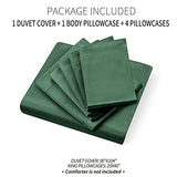Ersmak 6 Pieces Satin Duvet Cover King Size Luxury Silky Bedding Duvet Cover Set with 1 Soft Duvet Cover, 4 King Pillowcases and 1 Body Pillowcase, Emerald Green Ersmak