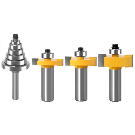 WSOOX 1/2 Inch Shank Rabbet Router Bit Set, 3 Pieces Rabbeting Router Bit with 6 Bearings Set (1/8", 1/4", 5/16", 3/8", 7/16", 1/2" Bearings) (1/2 Inch) WSOOX