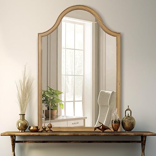 WallBeyond Arched Wood Mirror 24" x 36" Farmhouse Arched Wall Mirror for Bathroom Wood Wall Decor Mirror for Hallway Bedroom Living Room - WoodArtSupply