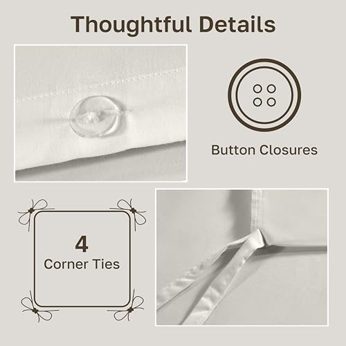 California Design Den 3 Pc Full/Queen Size Duvet Cover Set - Winner Good Housekeeping Best Bedding Awards 2025, 400 Thread Count Sateen, 100% Cotton Duvet Cover - Ivory (Pale Tone) California Design Den