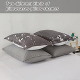 WONGS BEDDING 7 Pieces Bed in a Bag King, Floral Reversible Comforter Set Flower Plum Bedding Set King Size（1 Comforter,2 Pillowcase,2 Pillow Shams,1 Flat Sheet,1 Fitted Sheet） WONGS BEDDING