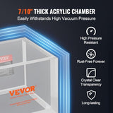 VEVOR 2 Gallon Vacuum Chamber, Upgraded Multipurpose Acrylic Vacuum Degassing Chamber, Transparent Vacuum Chamber, for Resin Degassing, Silica Gel Degassing VEVOR